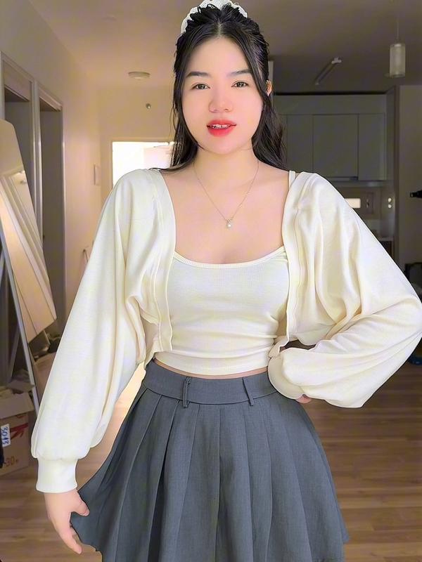 [Kèm 2 dây] Áo khoác cardigan tay phồng to form rộng oversize peonyb - Khoát nữ chất thun tăm len bigsize kiểu dáng bánh bèo hotgirl phong cách hàn quốc đẹp