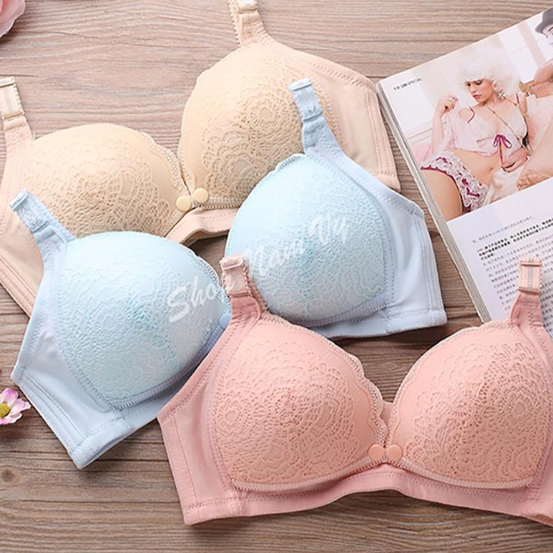 Áo ngực bầu cho bé bú Hồng Nam Vy ren hoa chống chảy xệ