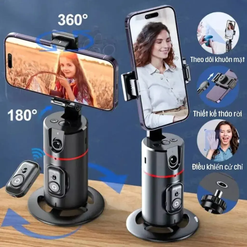 Gimbal P02 Gậy quay 360 nhận dạng khuôn mặt, cử chỉ AI tự động