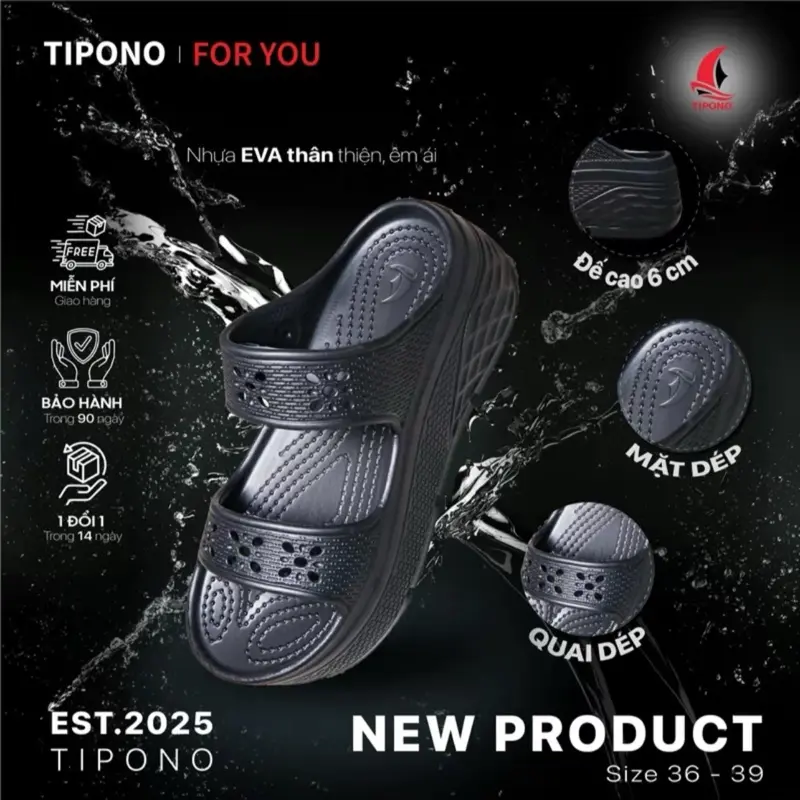 Dép  nữ êm  đế cao 6cm Tipono chất liệu  Eva mềm  nhẹ.