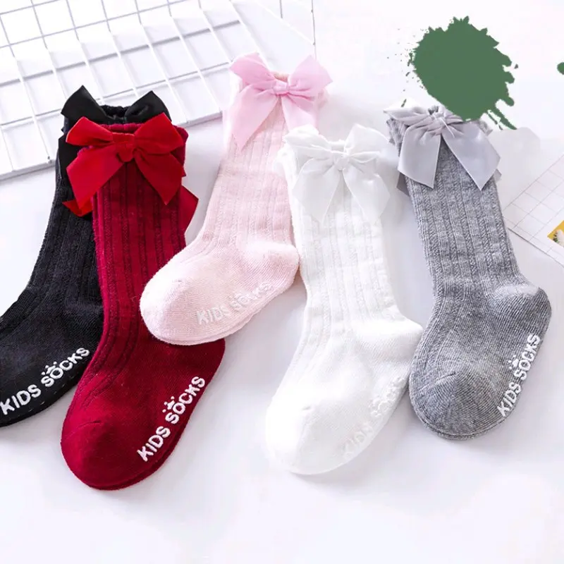 5 Pasang Kaos Kaki Bayi Panjang Pita Kaos Kaki Anak Perempuan Anti Slip Kaos Kaki Lucu