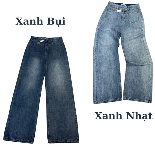 NQ_JEANS Quần Suông Nữ Túi Hộp Chất QC Không Giã Màu Xanh Nhạt Và Xanh Đậm Chiều Dài 111CM Khách Trên 1M65 SC21 Women