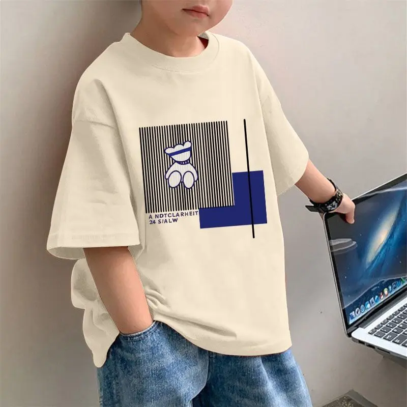 Áo Thun Ngắn Tay, Ali, Dành Cho Bé Trai, Thời Trang, Trẻ Em Trung Bình Và Lớn, Cotton Nguyên Chất, Áo Đẹp Trai, Hợp Xu hướng, Bộ Sưu Tập Mùa Hè Mới 5