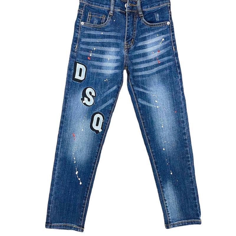  Quần jean size nhỡ màu xanh DSQ chữ thêu 