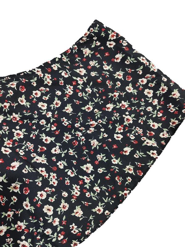 Plus Size Ditsy Floral Print Cold Shoulder Ruffle Trim A Line Dress, Boho Adjustable Strap Short Sleeve Dress for Beach Holiday Vacation, Women's Summer Clothes, Womenswear 5
