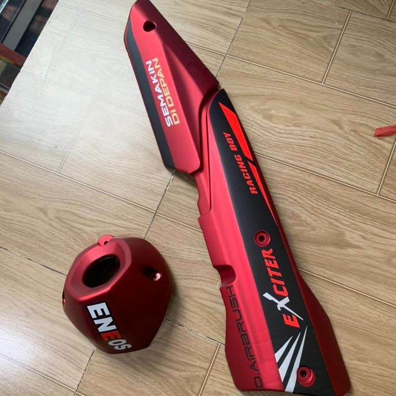 Ốp pô và chụp đích pô xe EXCITER 155 màu đỏ nhám Phụ Kiện Phụ Tùng