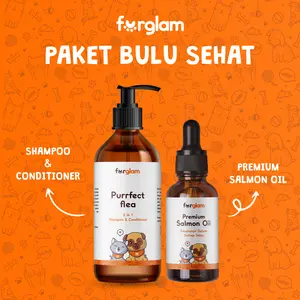 [BUNDLING] PAKET BULU SEHAT FURGLAM PREMIUM SALMON OIL dan FURGLAM PURRFECT FLEA Untuk Kucing dan Anjing