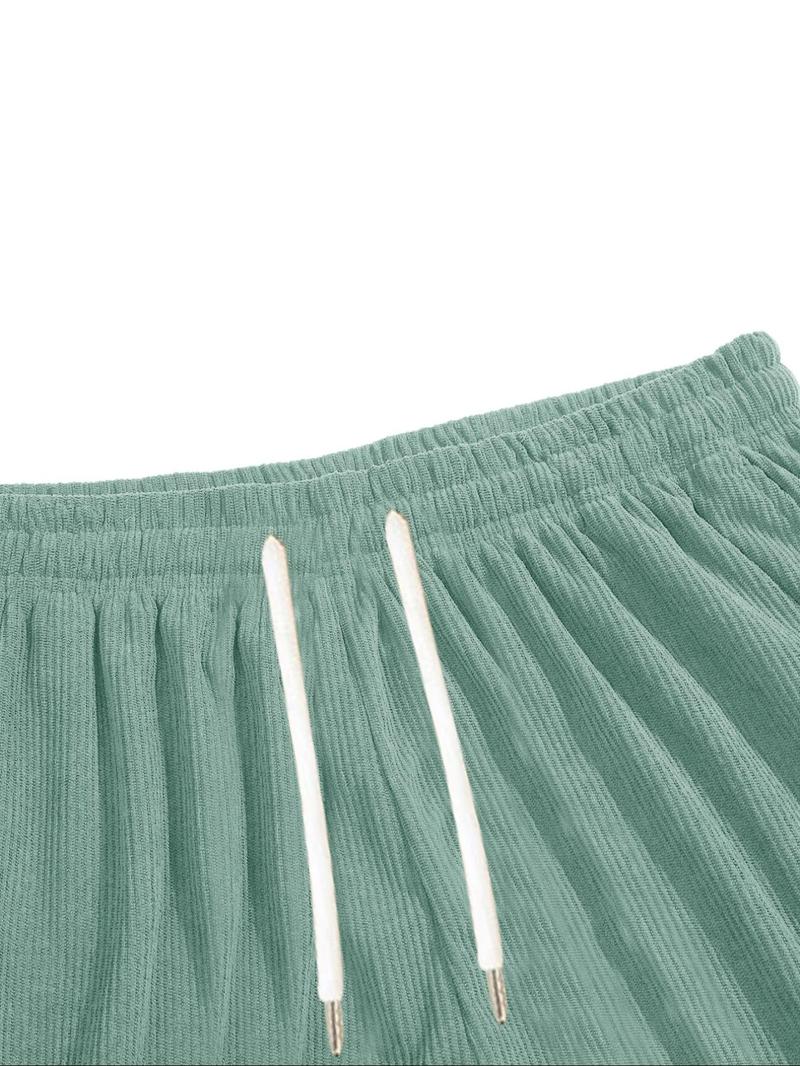 Product Introduction of Men's Letter Print Corduroy Shorts, Casual Loose Fit Shorts for Summer, Breathable Comfy Men's Bottoms for Daily Wear 5