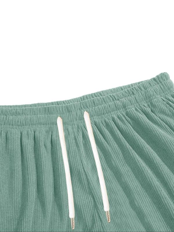 Men's Letter Print Corduroy Shorts, Casual Loose Fit Shorts for Summer, Breathable Comfy Men's Bottoms for Daily Wear 4