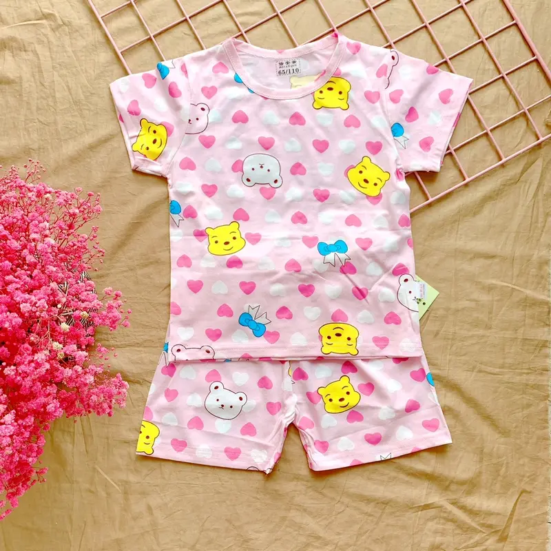 Bộ thun cotton mềm mát thấm hút mồ hôi hoạ tiết hoạt hình 10-30kg 5