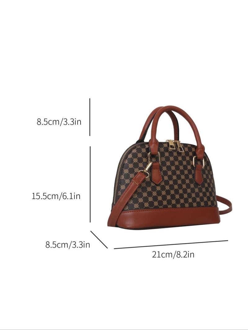 Product Introduction of Women's Elegant All Over Print Satchel Lux Bag,  Crossbody for Work & Daily Used, Patched Design Dome Bag 8