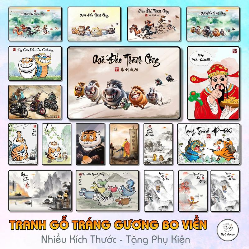 TỔNG HỢP Tranh VÔ TRI hài hước vui nhộn MÃ ĐÁO THÀNH CÔNG chế - Tranh gỗ tráng gương bo viền - Có khung - Trang trí decor phòng - TẶNG PHỤ KIỆN - NHIỀU KÍCH THƯỚC