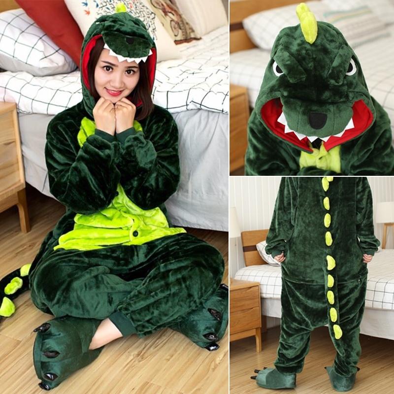 Product Introduction of Bộ Đồ Ngủ vải nỉ Hoạt Hình Khủng Long Màu Hồng Kigurumi, Unisex, Dành Cho Phụ Nữ Và Nam Giới, Đồ Ngủ Có Mũ Trùm Đầu, Áo Liền Quần, Trang Phục Hóa Trang Động Vật, Áo Liền Quần, ☎✚◐ 25