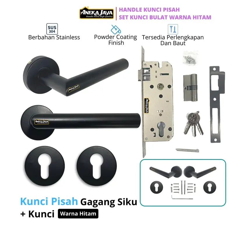 Handle Kunci Pintu Misah 24 cm Hitam Doff Gagang Utama dan Kamar 0