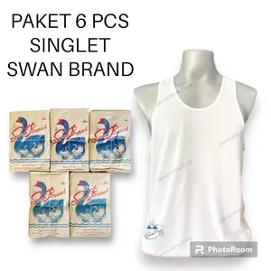 PAKET 6 & 3 PCS KAOS DALAM PRIA SWAN mb BRAND / SINGLET PRIA SWAN mb BRAND Hitam Putih Katun Dewasa