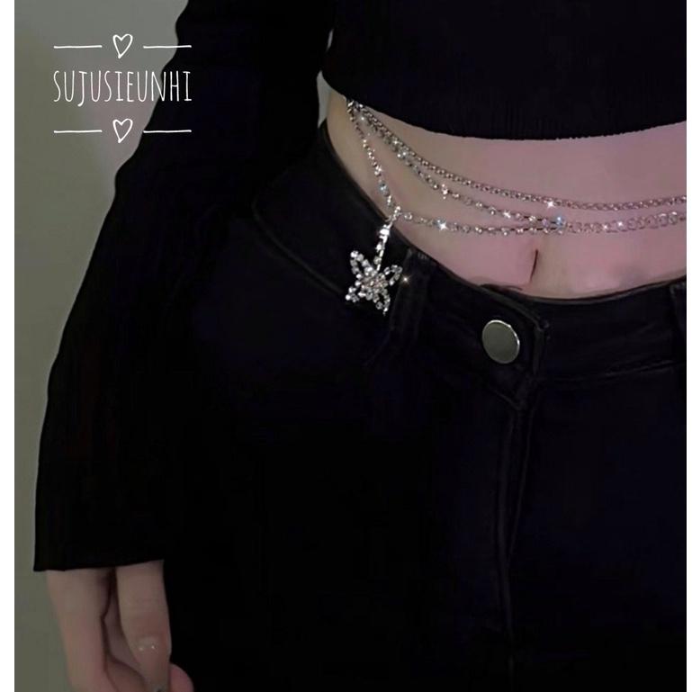 (CÓ VIDEO) dây xích đeo eo hoặc cổ đính đá nhân tạo hình bướm