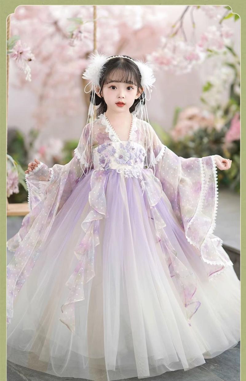 Product Introduction of Váy Trang Phục Trung Quốc Phong Cách Hanfu, Cô Gái Hoa Thần, Siêu Thanh Lịch, Váy Áo Khoác Và Váy Trẻ Em Phong Cách Cổ Trang Thích Hợp Cho Mùa Hè, Mỏng, Cho Bé Gái 13