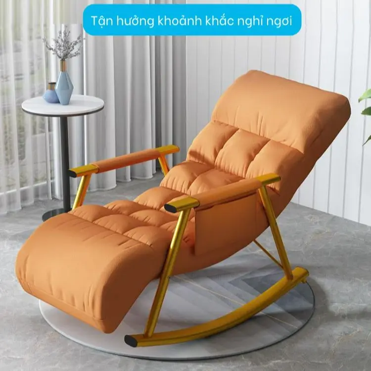 [Tặng gối] Ghế bập bênh đơn, Ghế Sofa Nằm Thư Giãn Hiện Đại, bọc vải canvas, da PU kích thước 1m4 chịu tải tốt 150kg Nội Thất 5C - Tặng gối