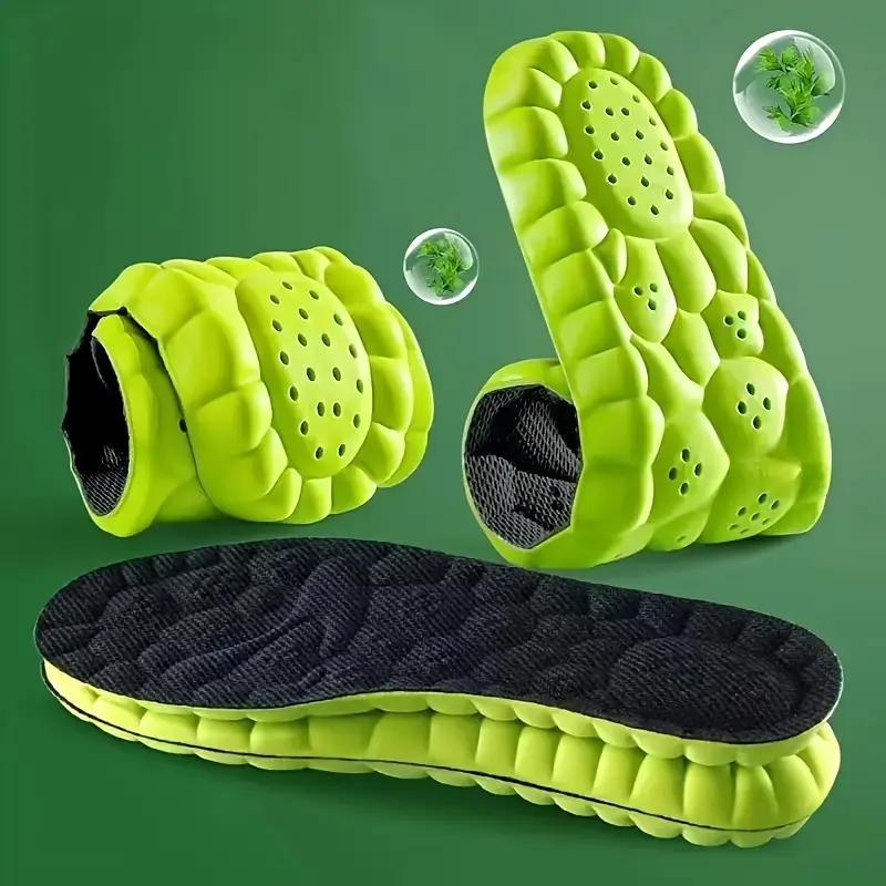 1 Pair Ultra-Comfort Memory Foam Insoles - Breathable & Sweat-Absorbing, Non-Slip, Shock-Absorbing, Odor-Proof, Lightweight - Ideal for Running, Hiking, Fitness Enthusiasts - Bright Lime Green with Black Bottoms 2