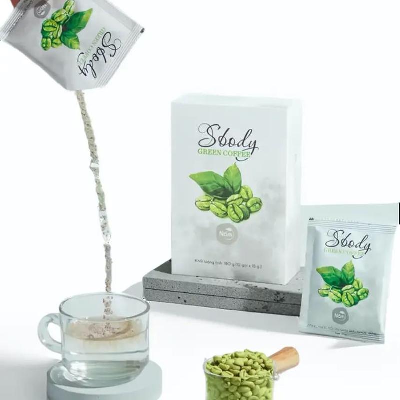 Sbody Green Coffee HL02, 1 Hộp 12 Gói, Uống Sau Ăn Sáng, Bổ Sung 2L Nước Mỗi Ngày cà phê trà tiêu trà  thải