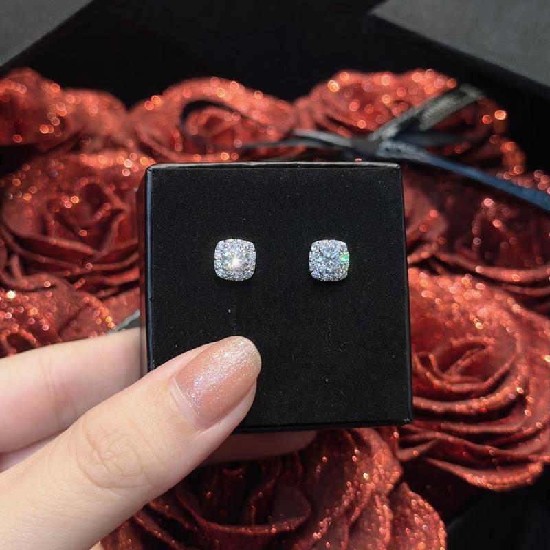 Phụ Kiện Bông Tai Bạc Vuông Tấm Nhỏ Kiểu X.o.à.n Chui Đẩy Xi Kim (B40)