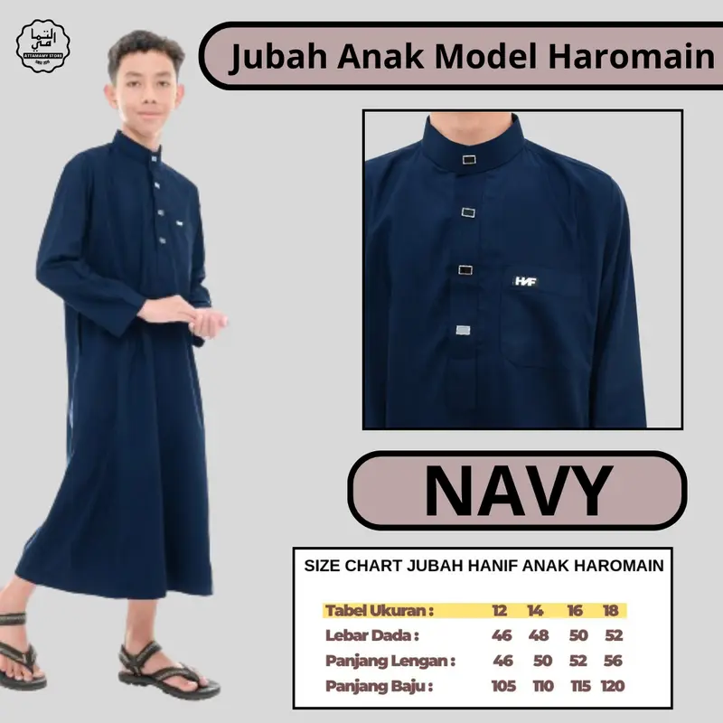 Jubah Anak Remaja Pria Baju Gamis Laki Model Haromain Haramain Merek Hanif 4