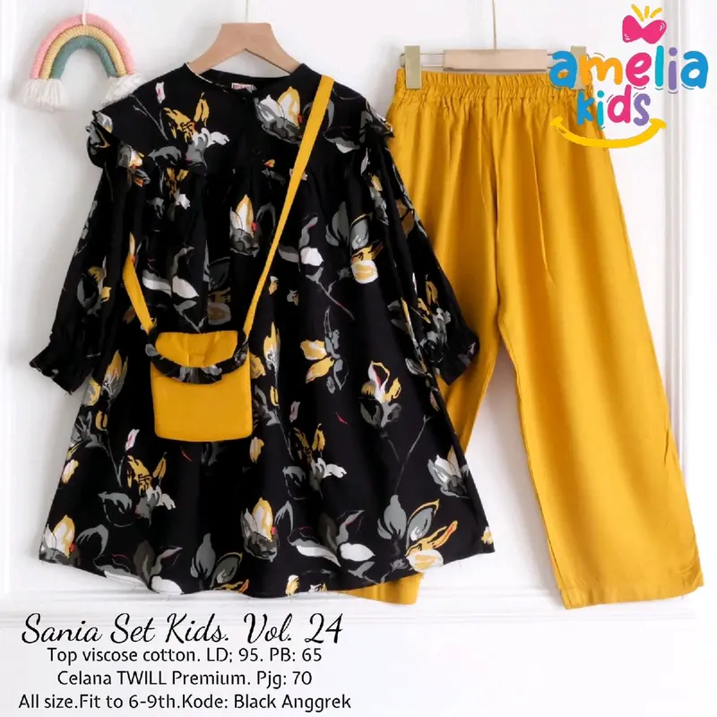 SANIA SET KIDS SETELAN GAMIS ANAK PEREMPUAN UNTUK USIA 6-9 TAHUN FREE POUNCH 0