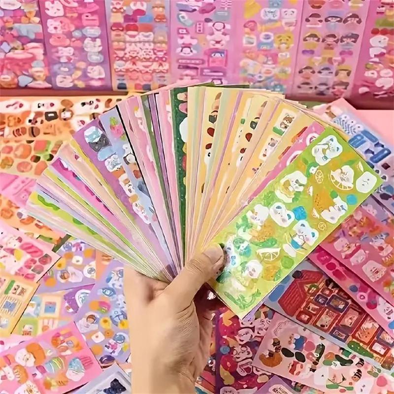 Product Introduction of Random Color Cute Cartoon Sticker (100pcs/set), Waterproof Self Adhesive Decor Paper, Decor Sticker for Gift Greeting Card Water Bottle Laptop Phone, Christmas Gift 5