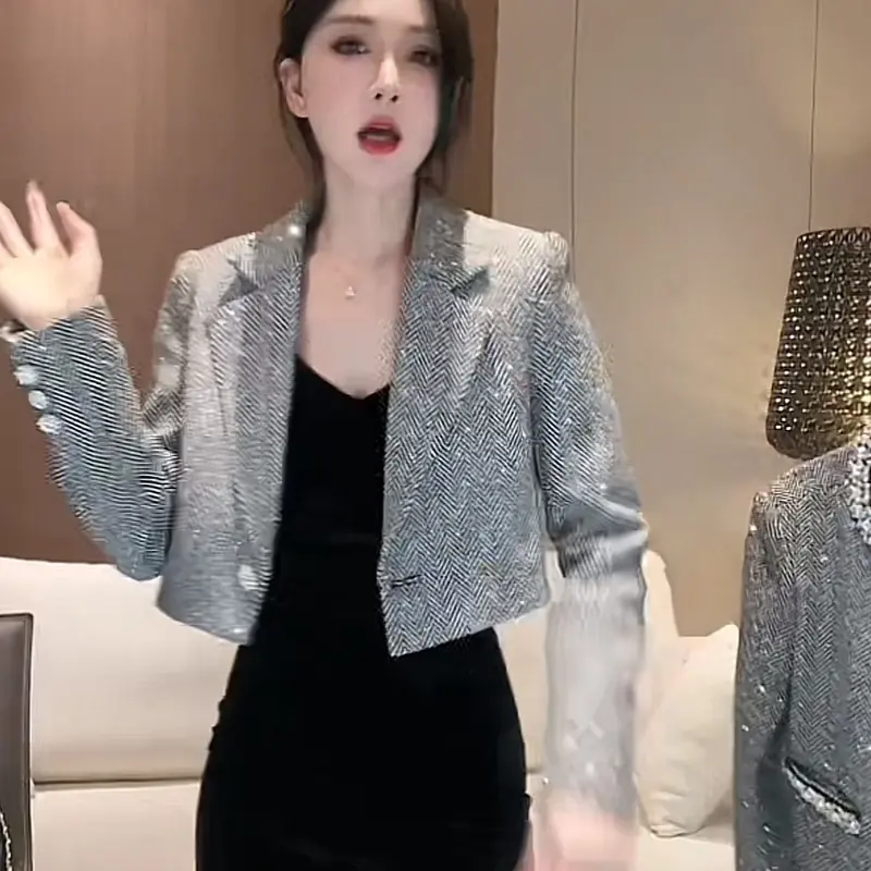 Áo Khoác Kafuu Ngắn, Lux Đầu Vào Kiểu Pháp, Cao Cấp, Thời Trang Phong Cách Phương Tây Mới Mùa Thu, Áo Thanh Lịch Dài Tay 2
