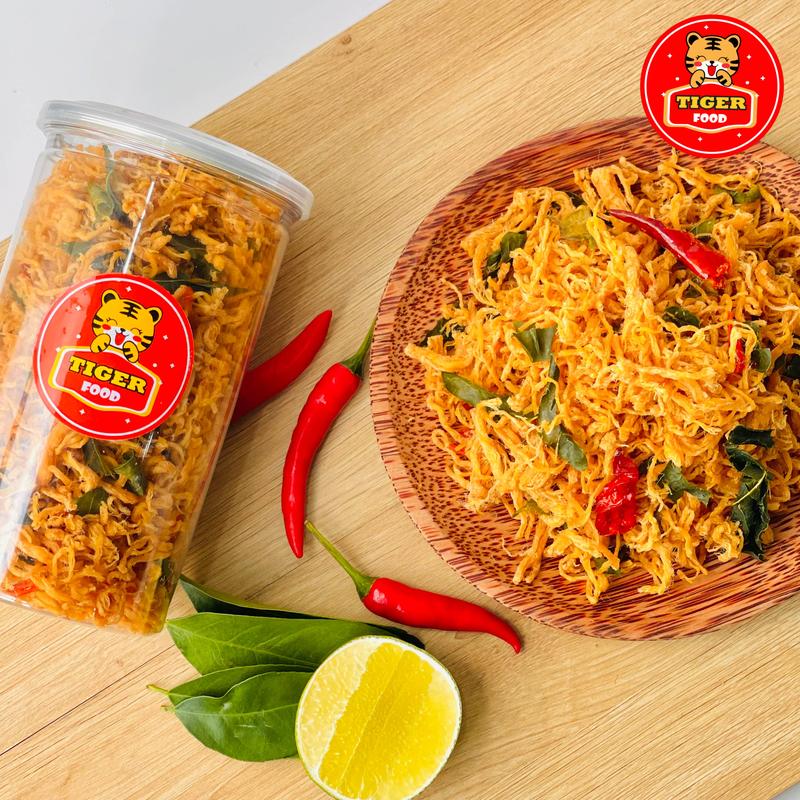 Khô gà lá chanh giòn TIGER FOOD Hộp 300g khô gà giòn đậm vị siêu ngon  Đồ Ăn Vặt Sài Gòn Snack Thức Ăn