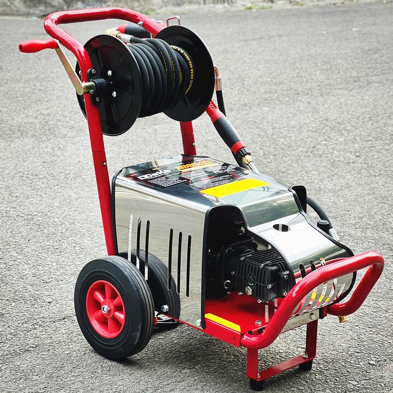 Máy Rửa Xe Công Nghiệp DDeko DK-X30 Chuyên Dùng Tiệm Rửa Xe- Có Núm Điều chỉnh Áp Lực - Có Xe Đẩy Và Rulo Quấn Dây - Kèm 4 Béc Phun - Lõi Đồng - Mặt Bơm Đồng 8