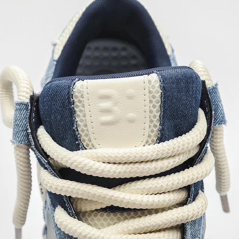 Låg MOQ Anpassa Herr Mode Casual Sneakers Kanin Denim Läder Platta Skateboarding Löpning Promenadskor för Herrskor Pojke_voghion.com