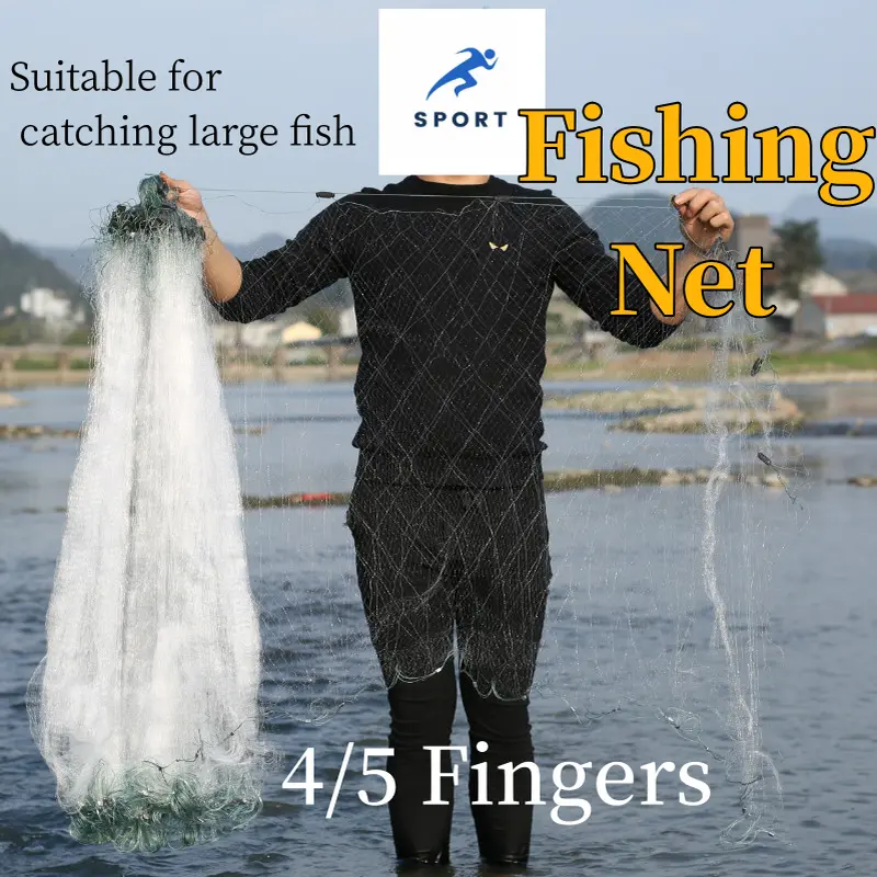 Lambat White Fishing Net Sinking Net 3 Layers 4/5Fingers Nylon Durable Fishing Net Trap Ready To Use