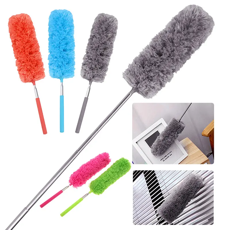 [pml]Retractable Duster Stainless Steel Long Handle Dusting Brush Car Household Cleaning Tools Microfiber Dust Brush