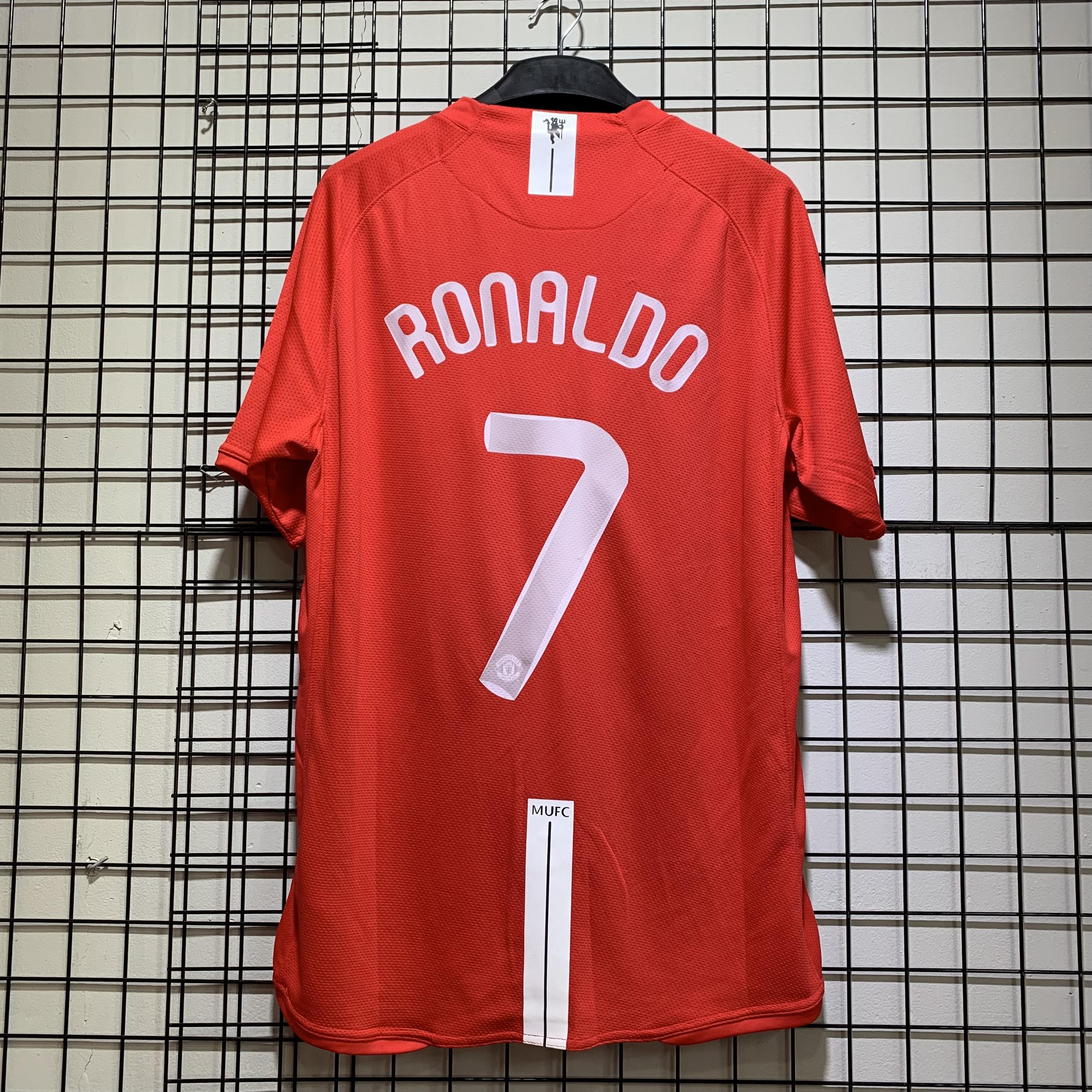 Áo bóng đá retro MU 2008 đỏ In Ronaldo-7 vải Cotton Polyester nguyên tem