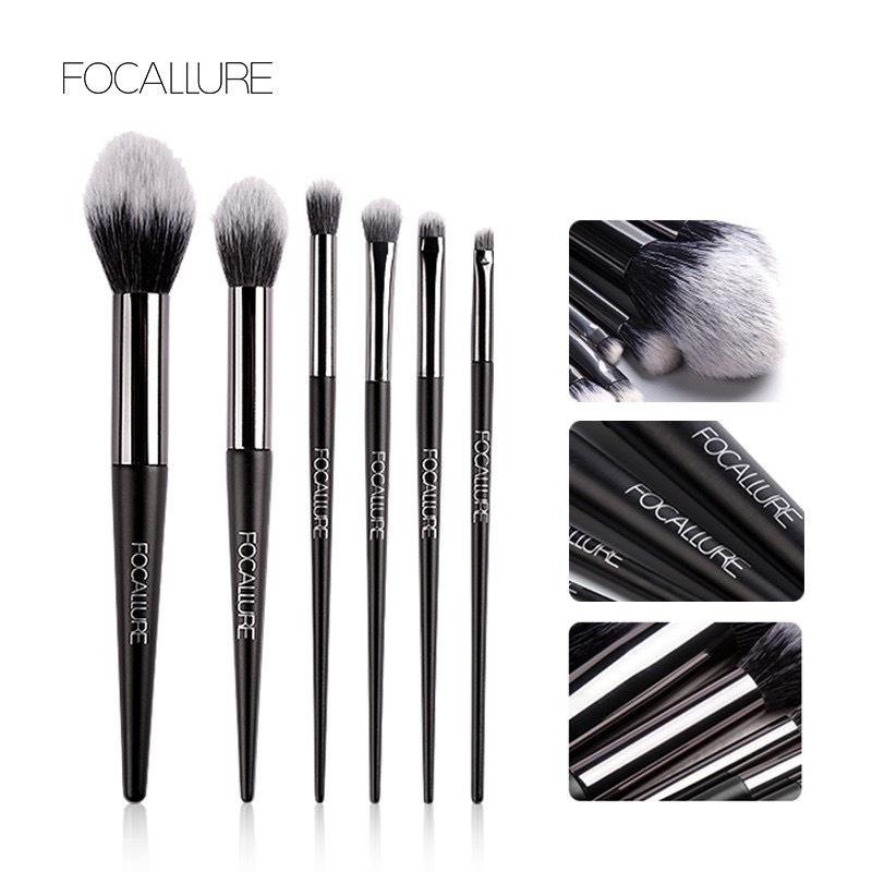 Bộ 6 Cọ Trang Điểm Focallure Đa Năng Lông Cọ Mềm Nhỏ Gọn Tiện Lợi Bỏ Túi Thích Hợp Đem Đi Du Lịch Cosmetic Mỹ Phẩm Nữ đầucọ focallure