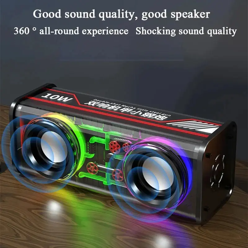 Loa Mecha Trong Suốt, V8, Bluetooth 5.0, Không Dây, Bass Đôi, Loa Siêu Trầm Màng Loa, Âm Nhạc TWS, Đèn RGB, Loa Tiệc Mini 5