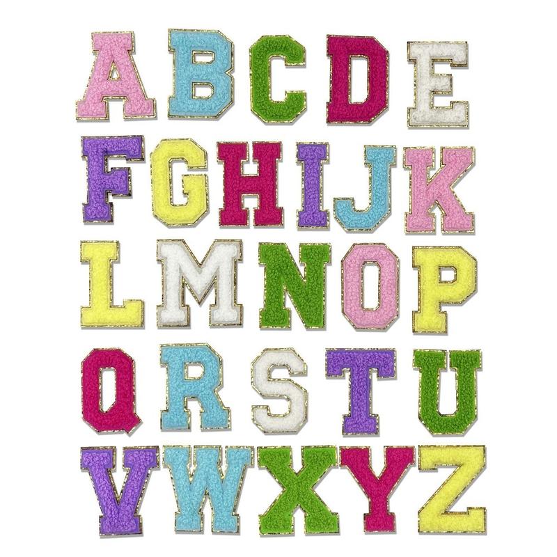 Product Introduction of 26pcs Coloured A~Z English Letter Clothes Stickers Patch Stickers Alphabet Adhesive Fabric Stickers DIY Towel Embroidered Fabric Applique on Clothes 18