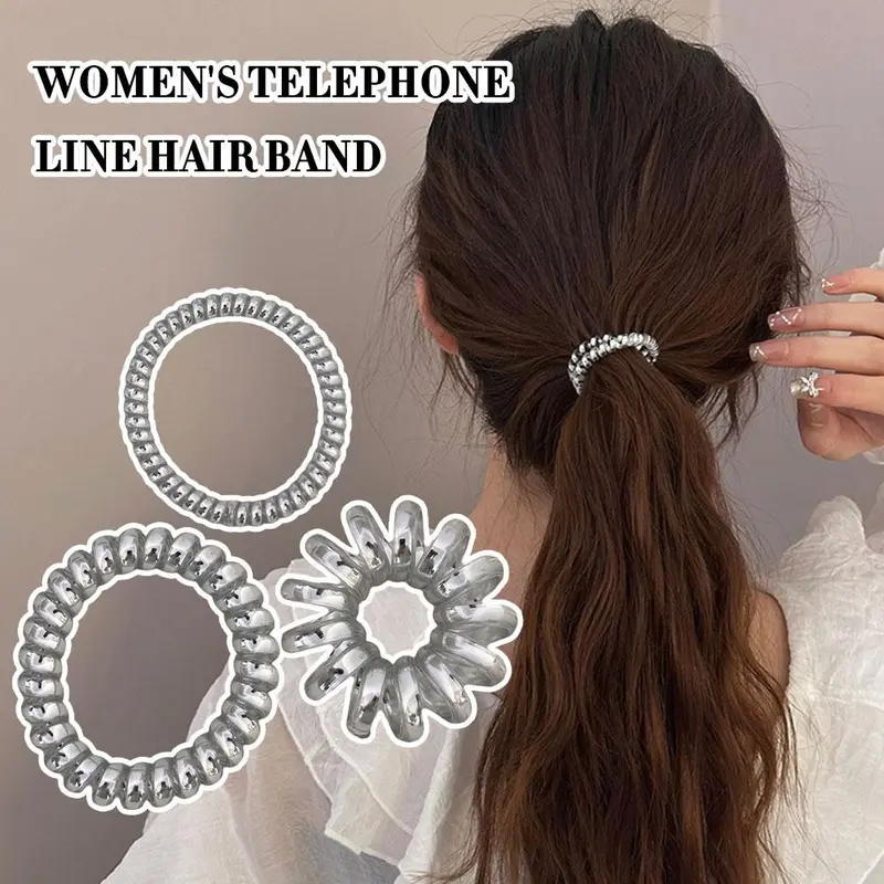 Dây Buộc Tóc Đường Dây Điện Thoại Cho Nữ Dây Buộc Tóc Vòng Đơn Giản Ngầu V5P3 0