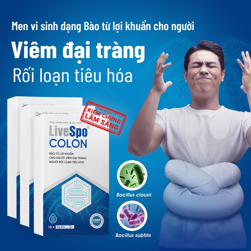  Combo 3 hộp LiveSpo COLON Men vi sinh dùng cho Viêm Đại Tràng Táo bón Tiêu chảy - 3 tỷ bào tử lợi khuẩn  Hộp 10 ống x 5ml  