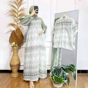 BUSUI FRIENDLY NAYANIKA BATIK - Baju Couple Lebaran 2024 Dress Batik Modern ZAHWA Lionel Mix Moscrepe Halus Resleting Depan Koko Pria Lengan Pendek Baju Couple Pasangan Kekinian
