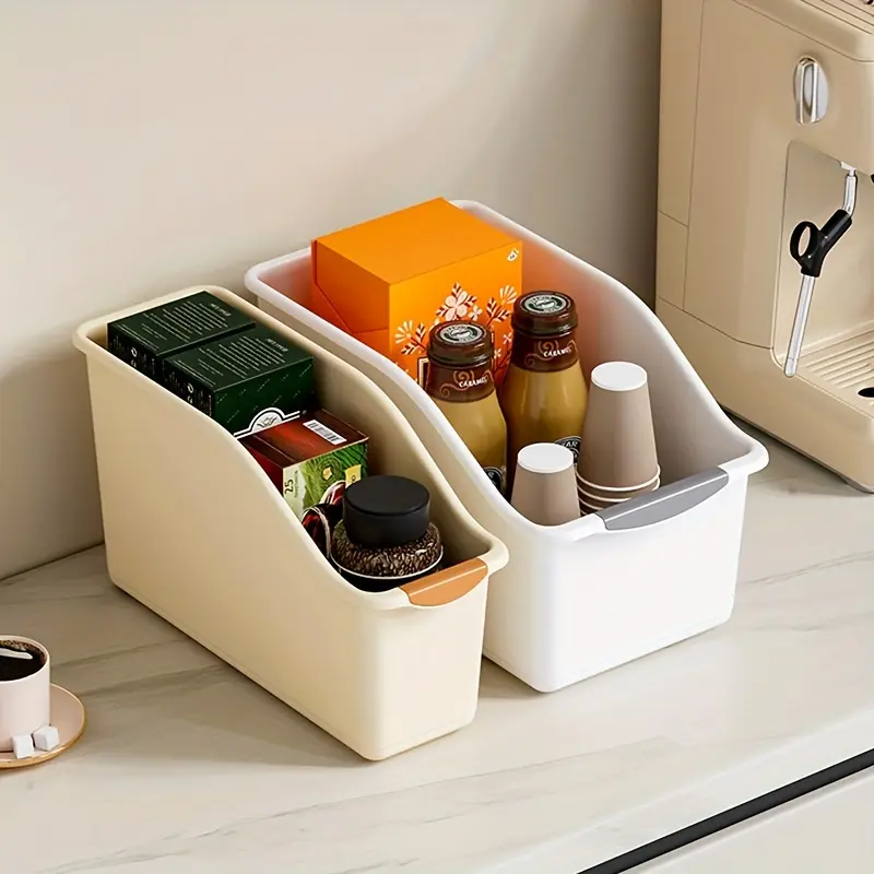 2pcs Curved Plastic Multifunctional Storage Bins Set - Ideal for Home Organization and Cleaning Products - Baskets, Bins & Containers Boxes Organiser 1
