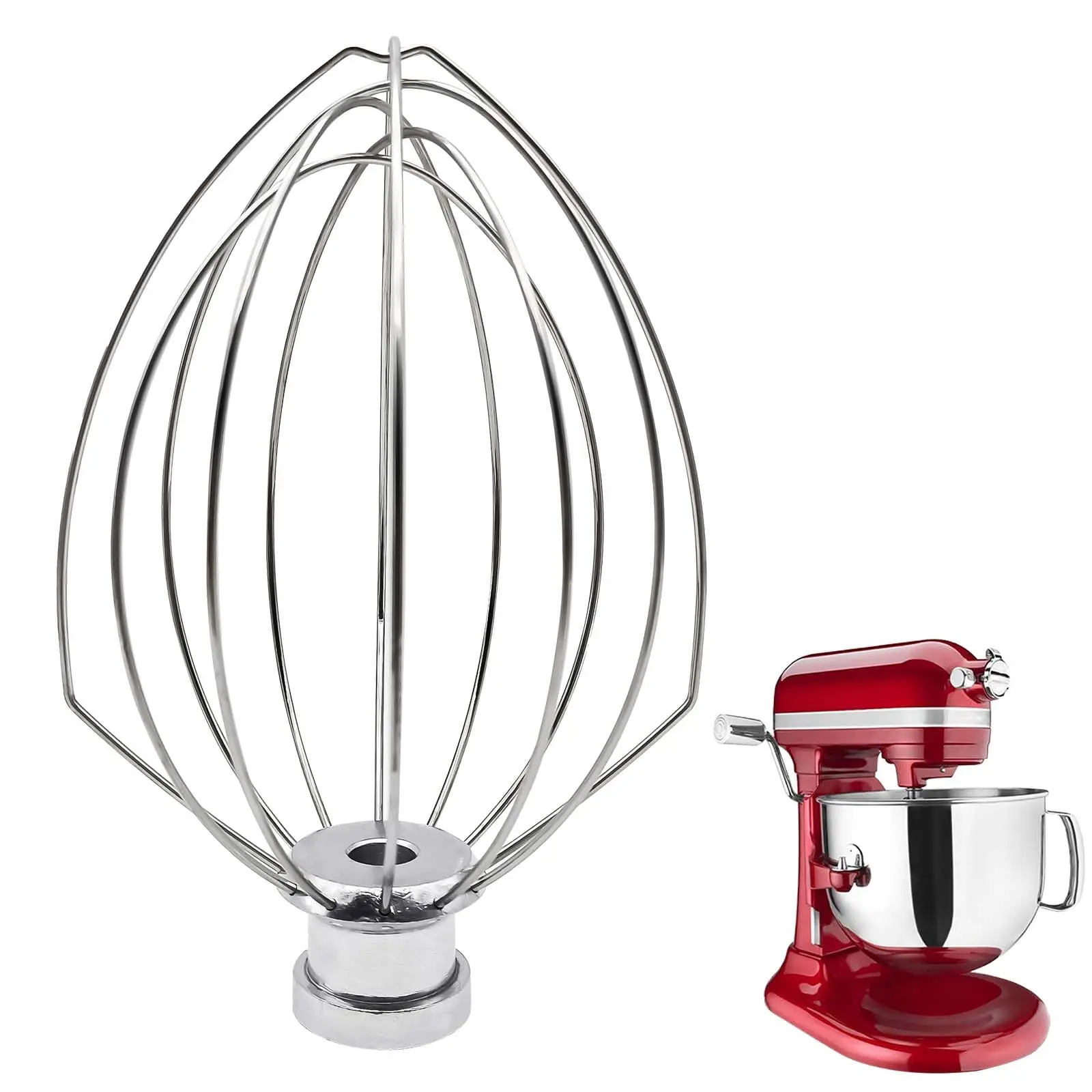 Stainless Steel 6 Wire Whisk Attachment, Egg Cream Whisk Attachment for KitchenAid 6 Quart Stand Mixer, Household Kitchen Appliance Parts