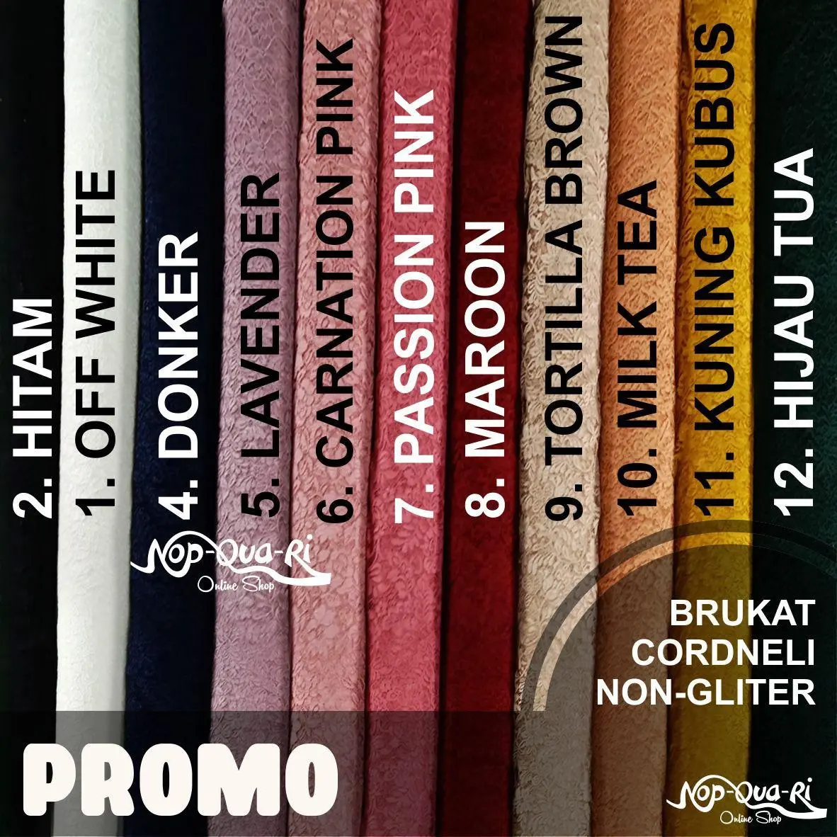 Kain Premium Brokat - Brukat Corneli Non Gliter Polos Warna Benang Timbul - O,5m Panjang