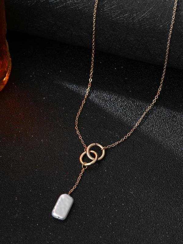 Men's Faux Pearl Decorated Pendant Necklace, Casual Long Necklace for Party, Daily Clothing Decor, Trendy All-match & Exquisite Jewelry for Birthday Gift 3