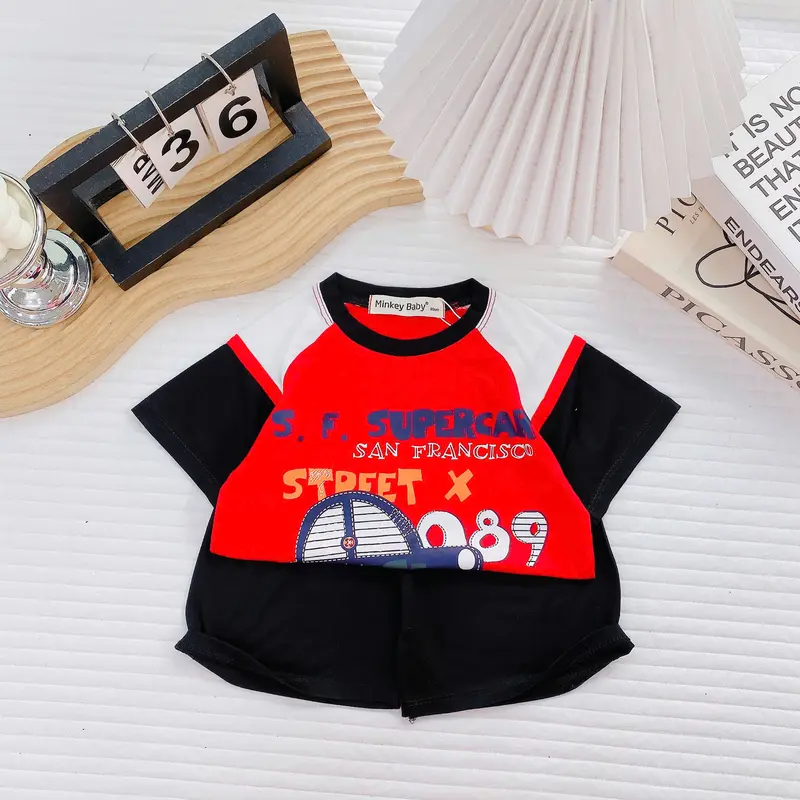 [ FREE SHIP] Full Size(9-26kg) Bộ Áo + Quân Cộc Minkey Baby Chất Thun Lạnh In Họa Tiết Cá Heo - Hươu Dể Thương Cho Bé Trai -Bé Gái ,Đồ Bộ Cho Bé Minkey Baby ,Minky Mom 3
