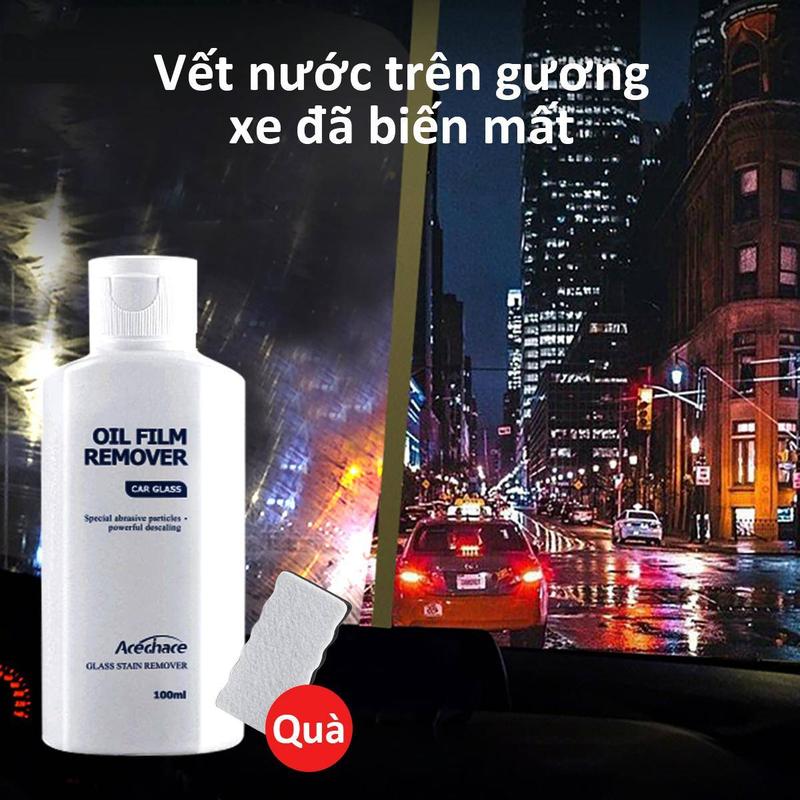 【Miếng bọt biển làm sạch miễn phí ACECHACE Chất tẩy rửa màng dầu kính ô tô, khử nhiễm bẩn mạnh mẽ và loại bỏ vết nước/khử nhiễm bẩn gương chiếu hậu, chống mưa và nước/tầm nhìn rõ ràng