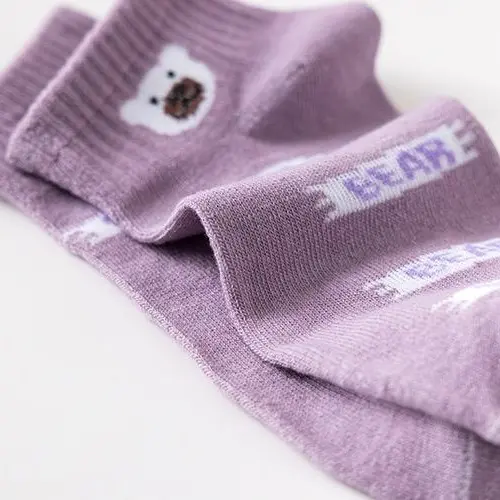 [luckydino] Kaos Kaki Lotso Lilac Beruang Ungu Putih Soft Color Sock High Quality Cute Soft Purple White Bear Korean Style 8