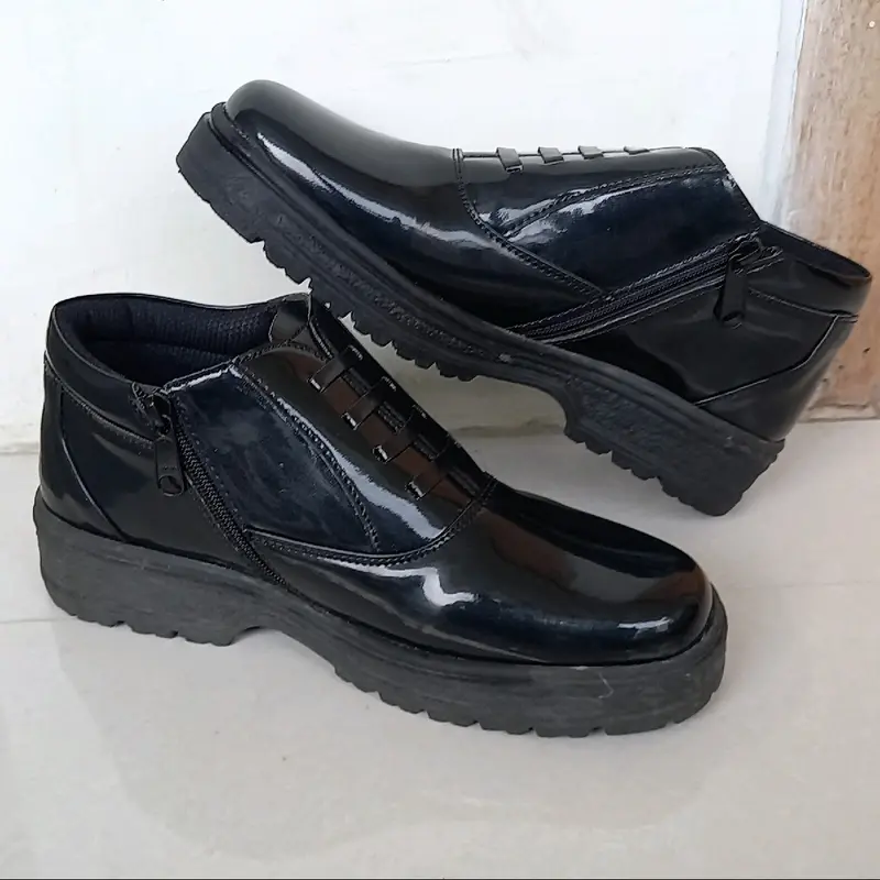 sepatu PDH pria Hitam Kilap Tanpa Semir Security Polisi Taruna Satpam Satpol Dinas Kerja Murah Berkualitas boots Shoes boots Shoes sepatu boots ringan rapi sepatu formal 0