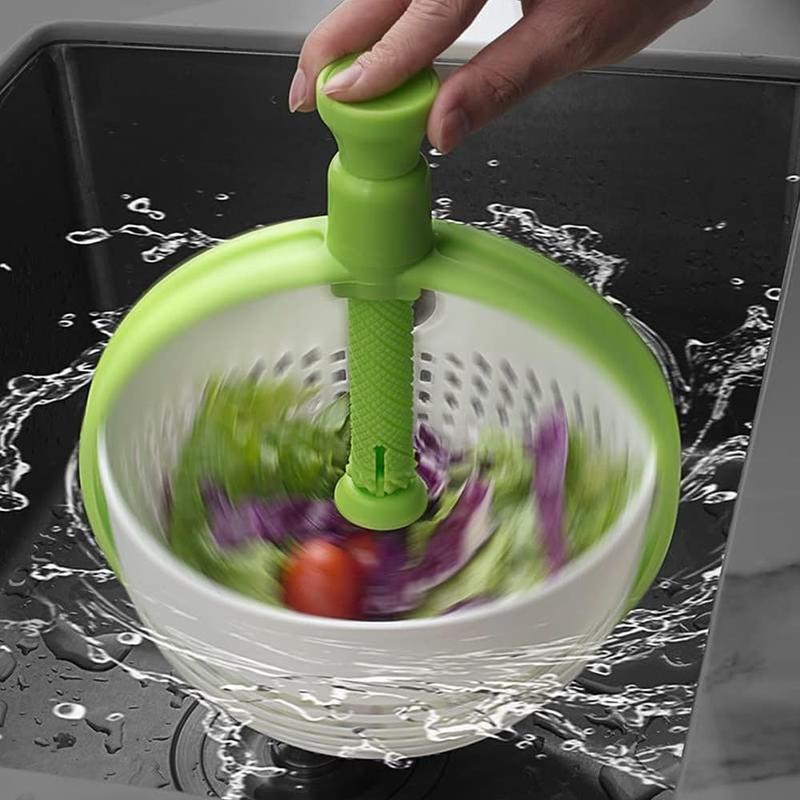 Product Introduction of Rotating Food Strainer Basket, 1 Count Spinner Handle Kitchen Drain Basket, Household Vegetable Fruit Washing Basket 0